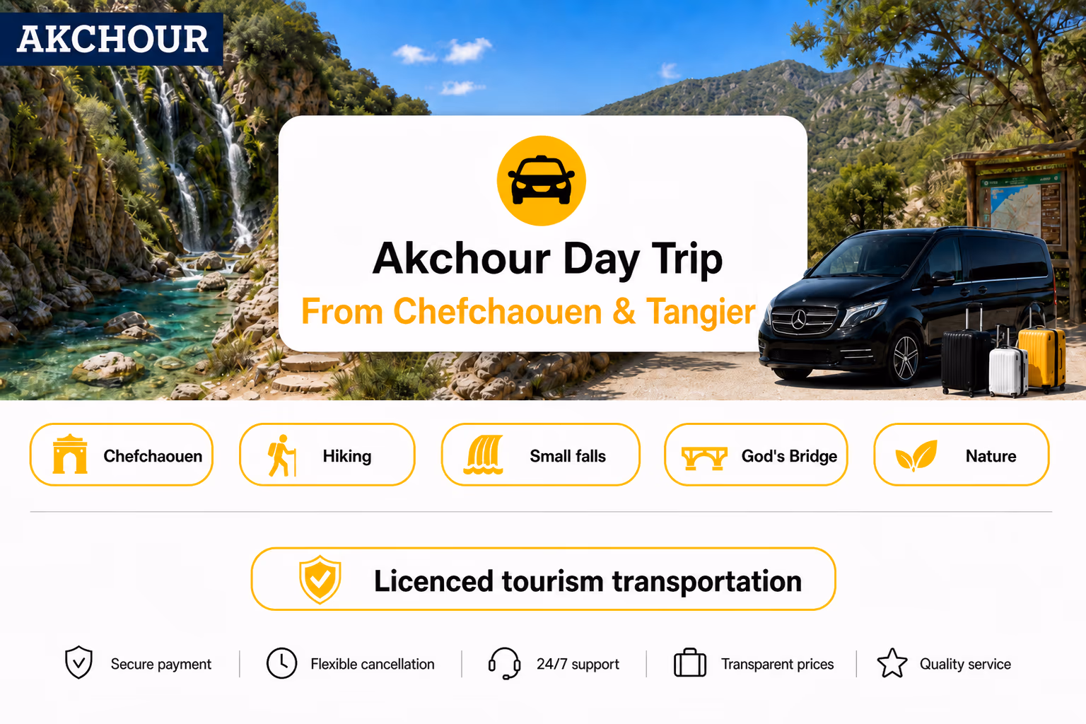 Akchour Day Trip From Chefchaouen & Tangier — waterfalls and Rif