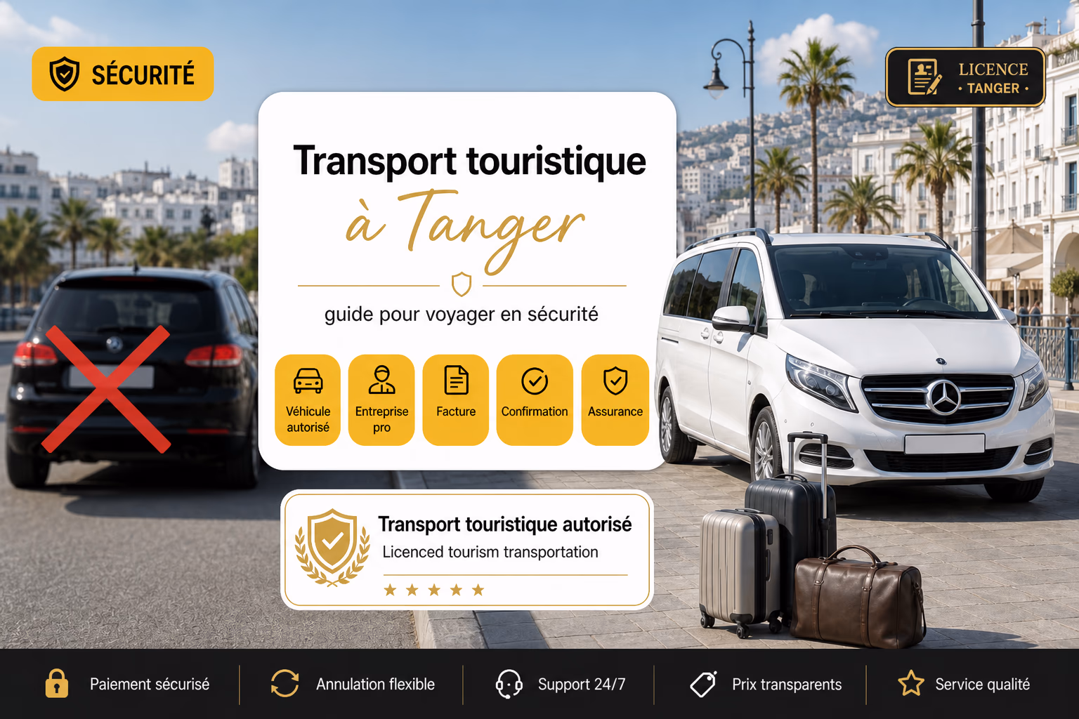 Transport touristique à Tanger — véhicule autorisé et voyage en sécurité