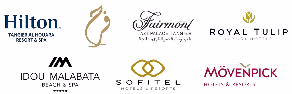 Hôtels partenaires de Northy à Tanger : Hilton Tangier Al Houara, Fairmont Tazi Palace, Royal Tulip, Idou Malabata, Sofitel et Mövenpick